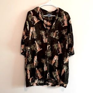 Puritan beer button up tropical shirt